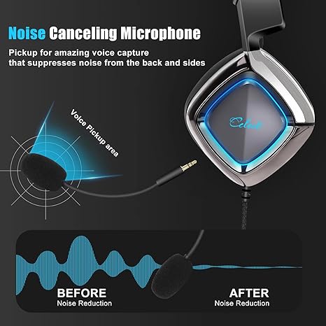 QOA Kinera Celest OGRYN PC Gaming Headset, Surround Sound Headphones, Noise Cancelling Over Ear with Mic, Lightweight Foldable Stereo, LED Light, for PC, PS4, PS5 Xbox,