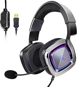 QOA Kinera Celest OGRYN PC Gaming Headset, Surround Sound Headphones, Noise Cancelling Over Ear with Mic, Lightweight Foldable Stereo, LED Light, for PC, PS4, PS5 Xbox,