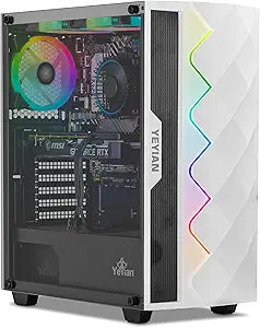 YEYIAN GeForce RTX 4060 Gaming PC, AMD Ryzen 5 7500F (>5700X), 16GB DDR5 5600, 1TB NVMe SSD, WiFi & VR Ready, Win 11 Home Prebuilt PC for Gamers, Tower Computer with Keyboard and Mouse