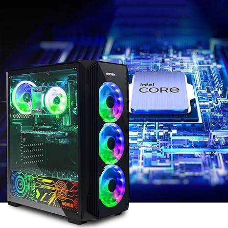 ZForce Gaming Desktop Tower PC - Intel i7 Processor up to 4.00GHz, 32GB DDR4 RAM, 1TB SSD, HDMI, Radeon RX 580 8GB GPU, WiFi, Windows 10 Pro - Black