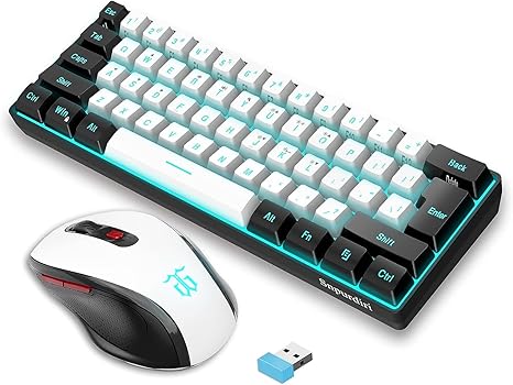 Snpurdiri 2.4G Wireless Gaming Keyboard and Mouse Combo, Including 60% Business Feel RGB Backlit Mini Keyboard, Ergonomic Small Vertical Feel Wireless Mouse