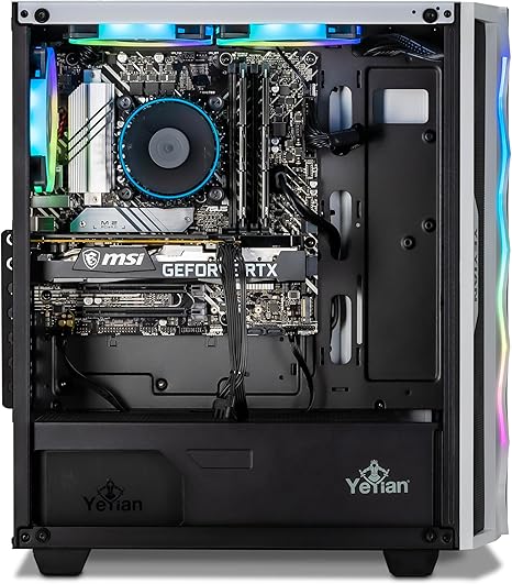 YEYIAN GeForce RTX 4060 Gaming PC, AMD Ryzen 5 7500F (>5700X), 16GB DDR5 5600, 1TB NVMe SSD, WiFi & VR Ready, Win 11 Home Prebuilt PC for Gamers, Tower Computer with Keyboard and Mouse